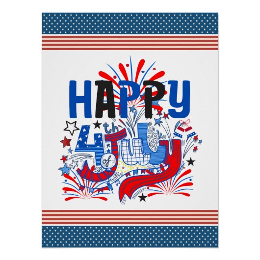 Patriotisches Frohes 4. Juli Feierdesign Poster (Vorderseite)