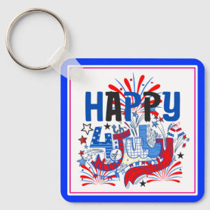 Patriotisches Frohes 4. Juli Feierdesign Schlüsselanhänger