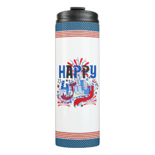 Patriotisches Frohes 4. Juli Feierdesign Thermosbecher