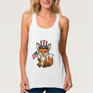 Patriotisches Fuchs Vintage-Gravur-Shirt-Design_1 Tank Top