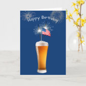 Patriotisches Geburtstagsbier mit Sparklern Karte (Gelbe Blume)