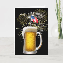 Patriotisches Geburtstagsbier mit Sparklern Karte