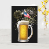 Patriotisches Geburtstagsbier mit Sparklern Karte (Gelbe Blume)