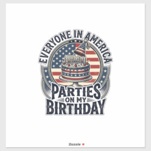 Patriotisches Geburtstagsfeier-Vintage-Torte-Shirt Aufkleber