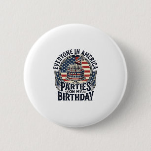 Patriotisches Geburtstagsfeier-Vintage-Torte-Shirt Button