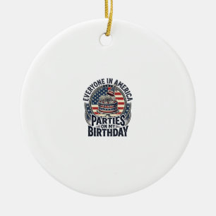 Patriotisches Geburtstagsfeier-Vintage-Torte-Shirt Keramik Ornament