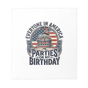 Patriotisches Geburtstagsfeier Vintage-Torte-Shirt Notizblock
