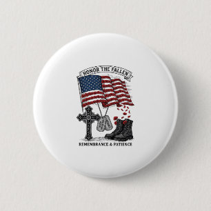 Patriotisches Gedenkkreuz Stiefel Mohnflagge Shirt Button
