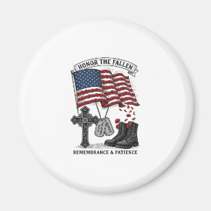 Patriotisches Gedenkkreuz Stiefel Mohnflagge Shirt Magnet