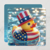 Patriotisches Gelbkautschuk-Duck-Pool-Party Einladung (Vorne/Hinten)