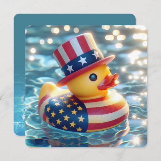 Patriotisches Gelbkautschuk-Duck-Pool-Party Einladung (Vorne/Hinten)