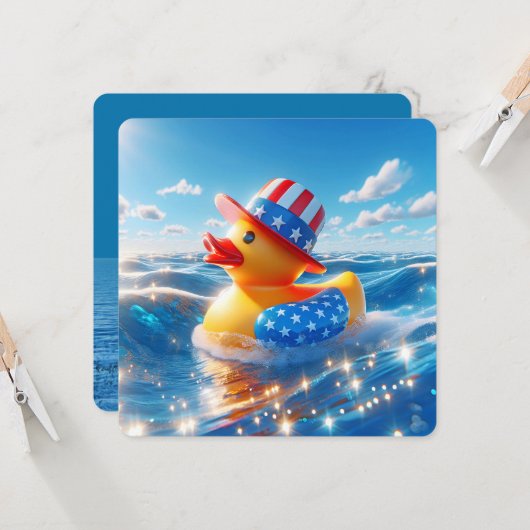 Patriotisches Gelbkleber-Enten-Party Einladung (Vorderseite/Rückseite Beispiel)