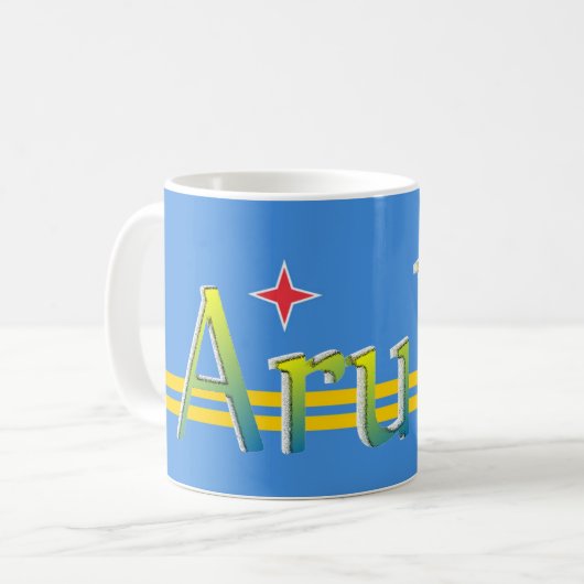 Patriotisches Geschenk Aruba-Flagge Kaffeetasse (Vorderseite Links)