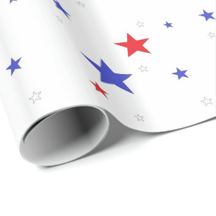 Patriotisches Geschenkpapier mit Sternen Rot Weiß 