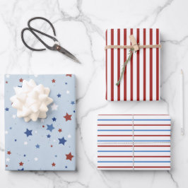 Patriotisches Geschenkpapier-Set mit 3 flachen Bög Geschenkpapier Set