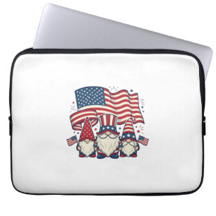 Patriotisches Gnom-Fahne Vintage-Stich-Design_1 Laptopschutzhülle