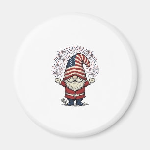 Patriotisches Gnom-Feuerwerk Vintage-Vektor-Design Magnet