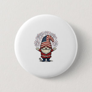 Patriotisches Gnom-Feuerwerk Vintage-Vektordesign_ Button
