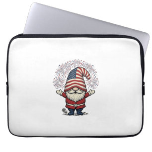 Patriotisches Gnom-Feuerwerk Vintage-Vektordesign_ Laptopschutzhülle
