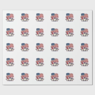 Patriotisches Gnom-Flagge Vintage-Stich-Design_1 Geschenkpapier