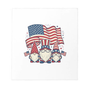 Patriotisches Gnom-Flagge Vintage-Stich-Design_1 Notizblock