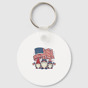 Patriotisches Gnom-Flagge Vintage-Stich-Design_1 Schlüsselanhänger