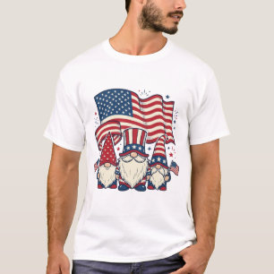Patriotisches Gnom-Flagge Vintage-Stich-Design_1 T-Shirt