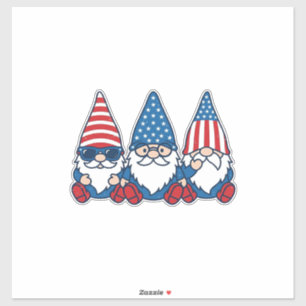 Patriotisches Gnom-Trio Vintage-Vector-Shirt-Desig Aufkleber