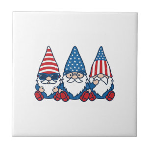 Patriotisches Gnom-Trio Vintage-Vector-Shirt-Desig Fliese