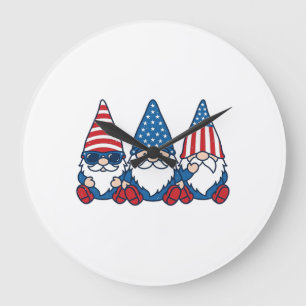 Patriotisches Gnom-Trio Vintage-Vector-Shirt-Desig Große Wanduhr
