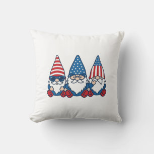 Patriotisches Gnom-Trio Vintage-Vector-Shirt-Desig Kissen