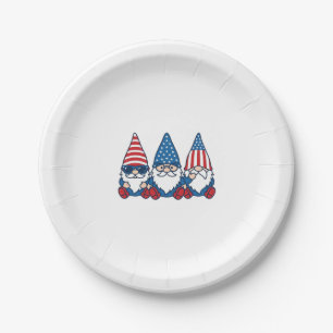 Patriotisches Gnom-Trio Vintage-Vector-Shirt-Desig Pappteller