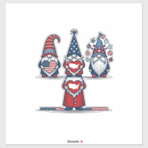Patriotisches Gnom-Trio Vintage-Vektordesign_1 Aufkleber