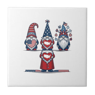Patriotisches Gnom-Trio Vintage-Vektordesign_1 Fliese