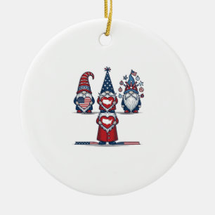 Patriotisches Gnom-Trio Vintage-Vektordesign_1 Keramik Ornament