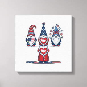 Patriotisches Gnom-Trio Vintage-Vektordesign_1 Leinwanddruck