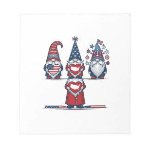 Patriotisches Gnom-Trio Vintage-Vektordesign_1 Notizblock