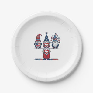 Patriotisches Gnom-Trio Vintage-Vektordesign_1 Pappteller