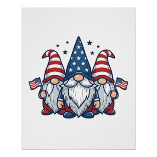 Patriotisches Gnom-Trio Vintage-Vektordesign_1 Poster