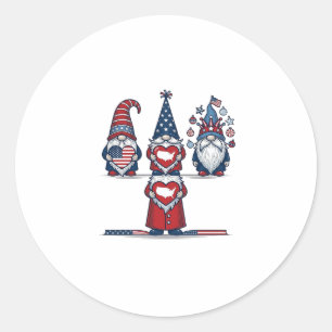Patriotisches Gnom-Trio Vintage-Vektordesign_1 Runder Aufkleber