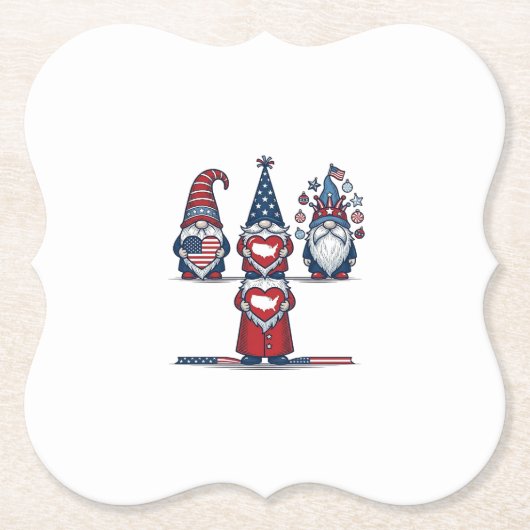 Patriotisches Gnom-Trio Vintage-Vektordesign_1 Untersetzer (Vorderseite)