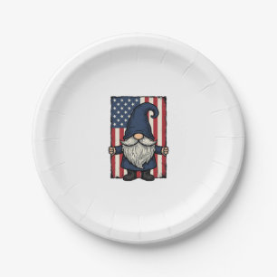 Patriotisches Gnom-Vintage-Flag-Shirt-Design_1 Pappteller