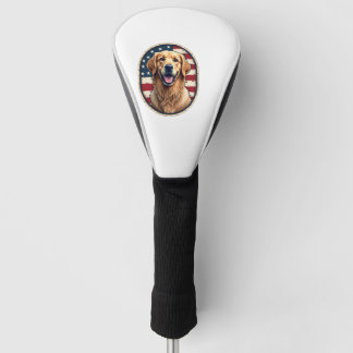 Patriotisches Golden Retriever-Abzeichen Vintage-T Golf Headcover
