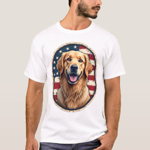 Patriotisches Golden Retriever-Abzeichen Vintage-T T-Shirt