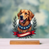 Patriotisches Golden Retriever-Americana-Kunst-T-S Acrylschild (Neutral)