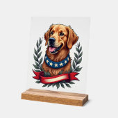 Patriotisches Golden Retriever-Americana-Kunst-T-S Acrylschild (Winkel)