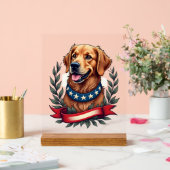 Patriotisches Golden Retriever-Americana-Kunst-T-S Acrylschild (Hochzeit)
