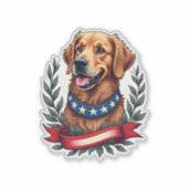 Patriotisches Golden Retriever-Americana-Kunst-T-S Aufkleber (Vorderseite)