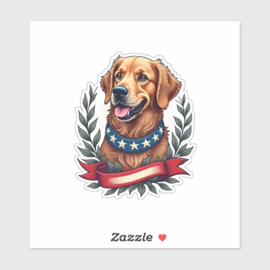 Patriotisches Golden Retriever-Americana-Kunst-T-S Aufkleber (Blatt)