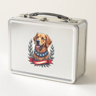 Patriotisches Golden Retriever-Americana-Kunst-T-S Metall Brotdose